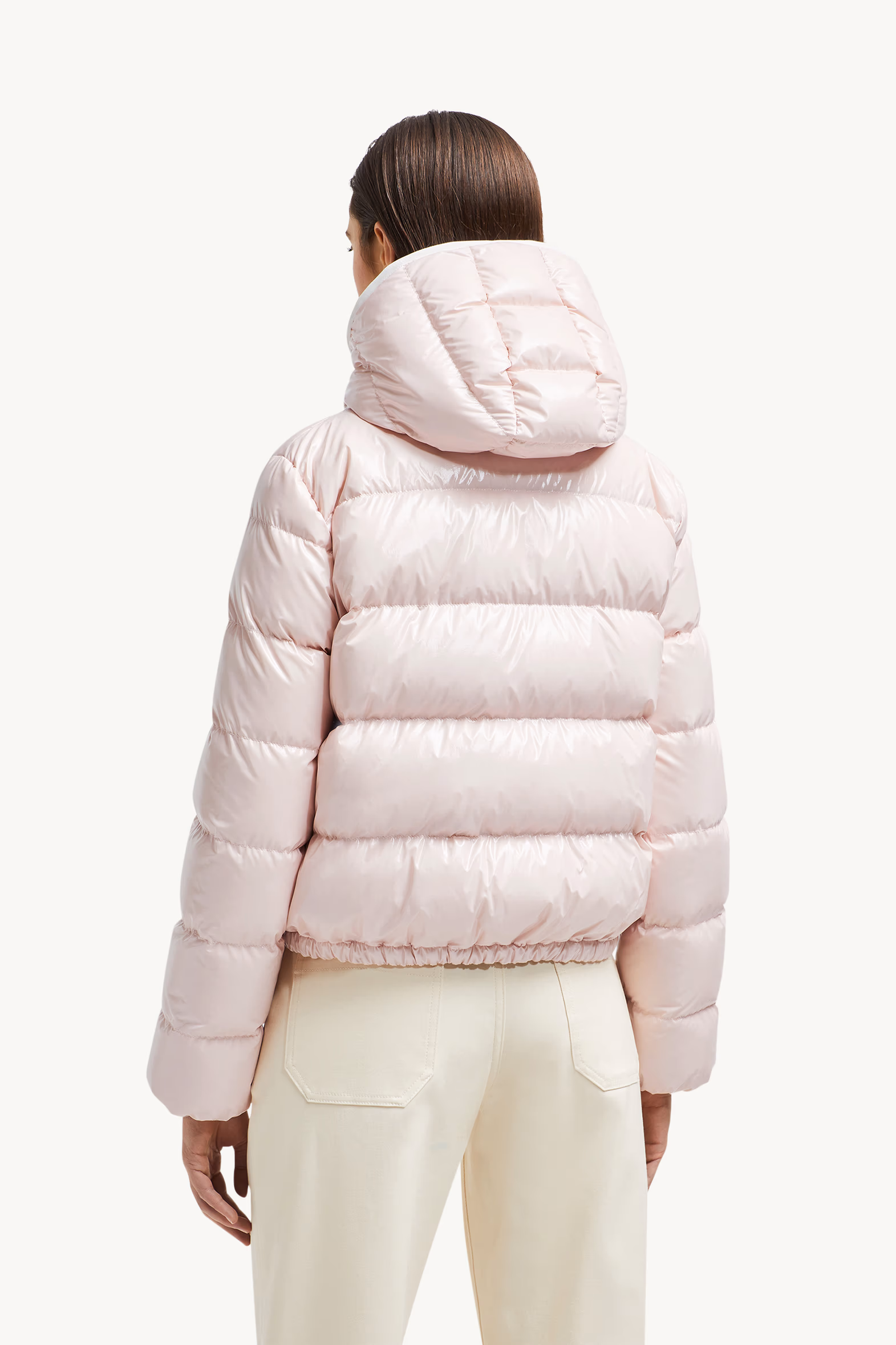 Plumífero corto con capucha Andro Mujer Rosado Moncler 5